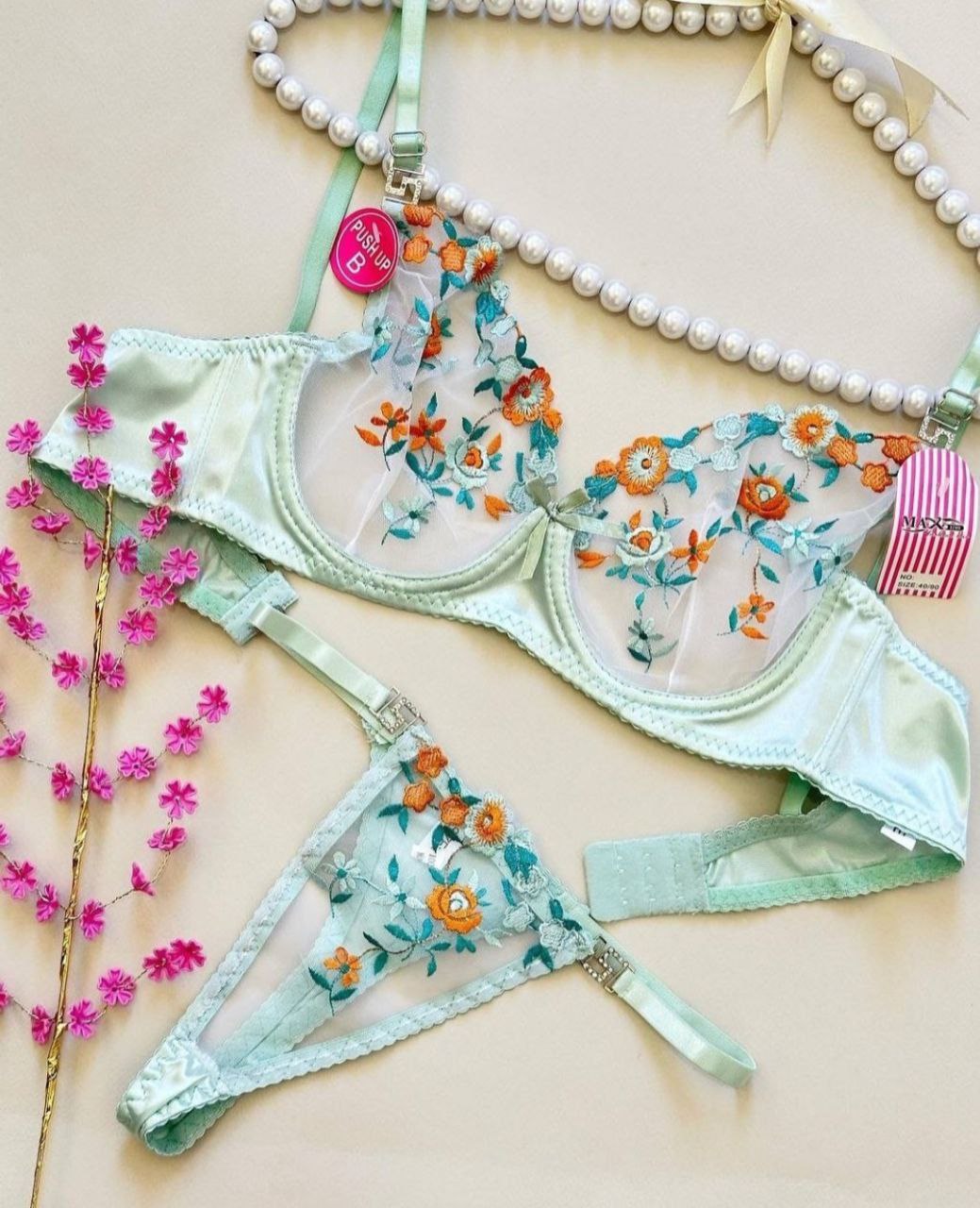 Flora Allure Embroidered Lingerie Set
