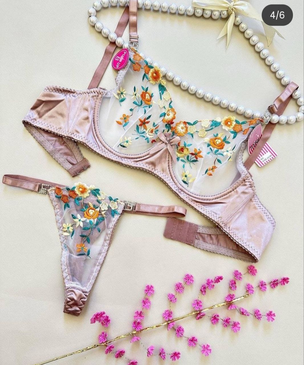 Flora Allure Embroidered Lingerie Set
